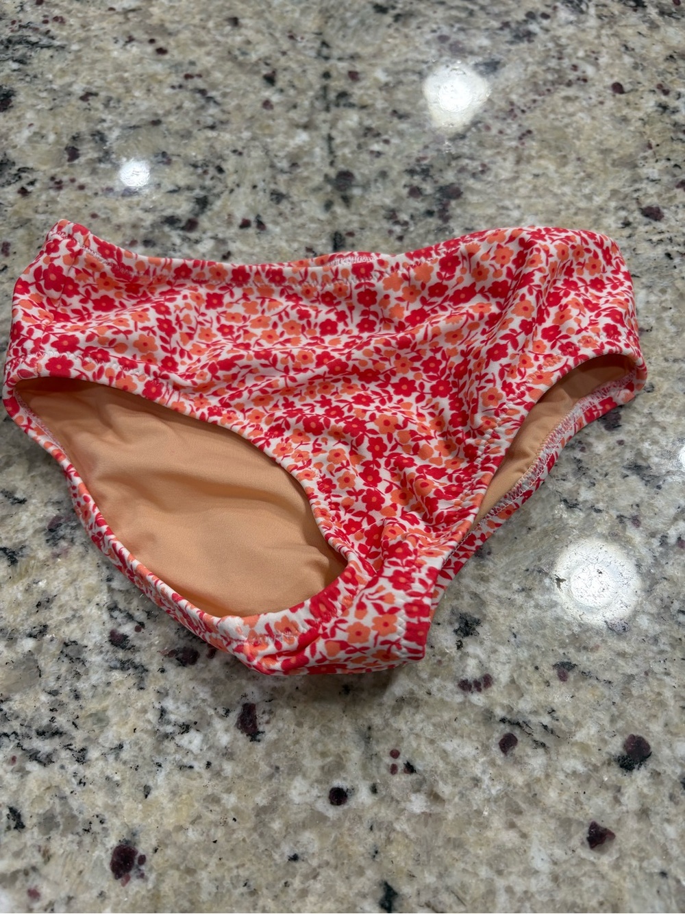 Crewcuts red pink white floral bikini swim suit bottoms size 3 toddler GUC